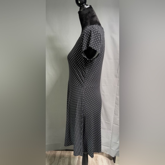 Michael Kors Size Medium Black and White Polkadot Fit and Flare Dress Flowing - Picture 5 of 8